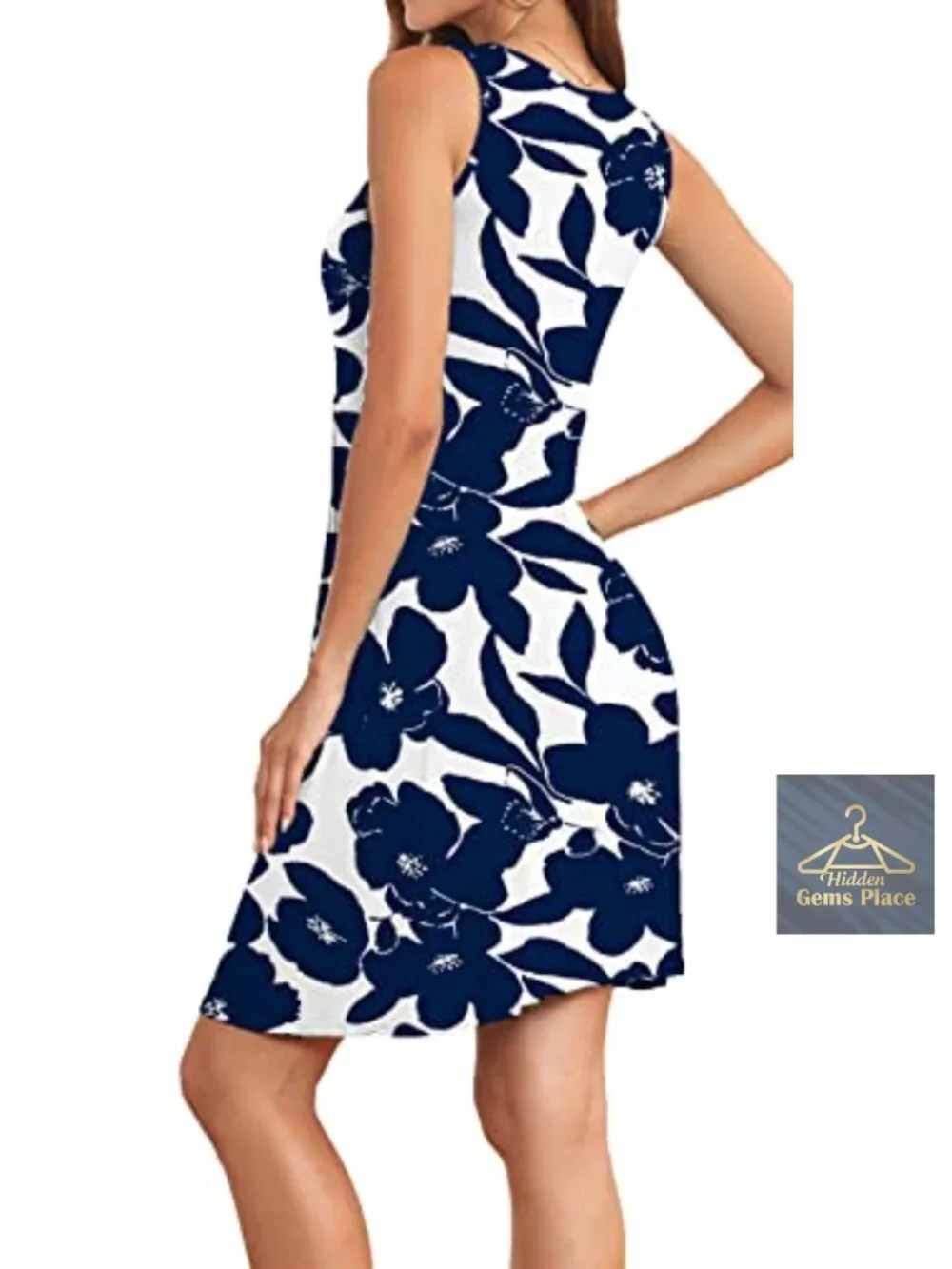 Sleeveless Midi Pleated A-Line Tank Dress Rayon Blend Summer Casual